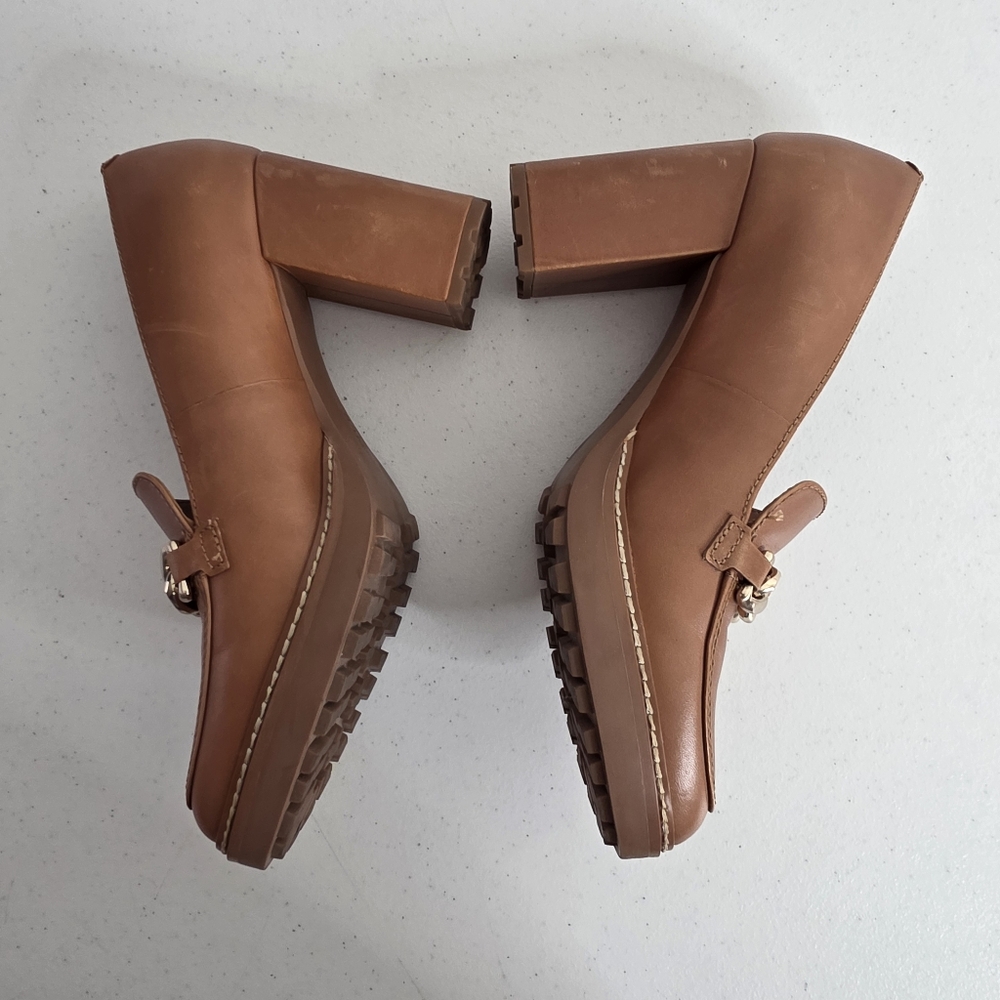 Naturalizer Callie-Moc Leather Loafers Size 8 High Heel Lug Sole Slip-on Shoes - Picture 5 of 16